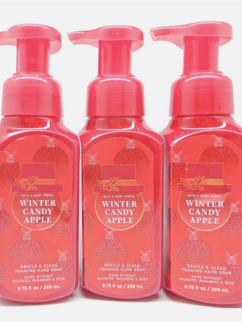 3 BATH & BODY WORKS WINTER CANDY APPLE GENTLE & CLEAN FOAMING HAND SOAP (1019)